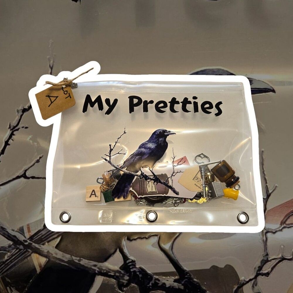 My Pretties Raven Crow Assemblage Art Crafting Lot Vintage Buttons Charms Lot A